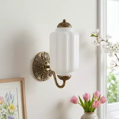 Cyrilith Vintage Milk Glass Oiled Brass Eloise Sconce