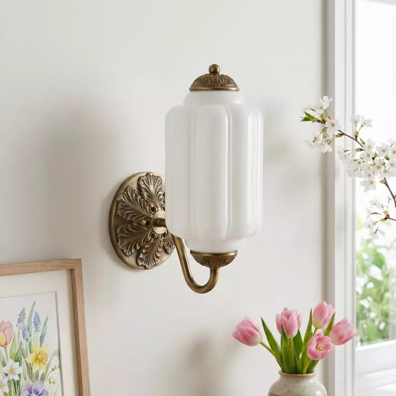 Cyrilith Vintage Milk Glass Oiled Brass Eloise Sconce