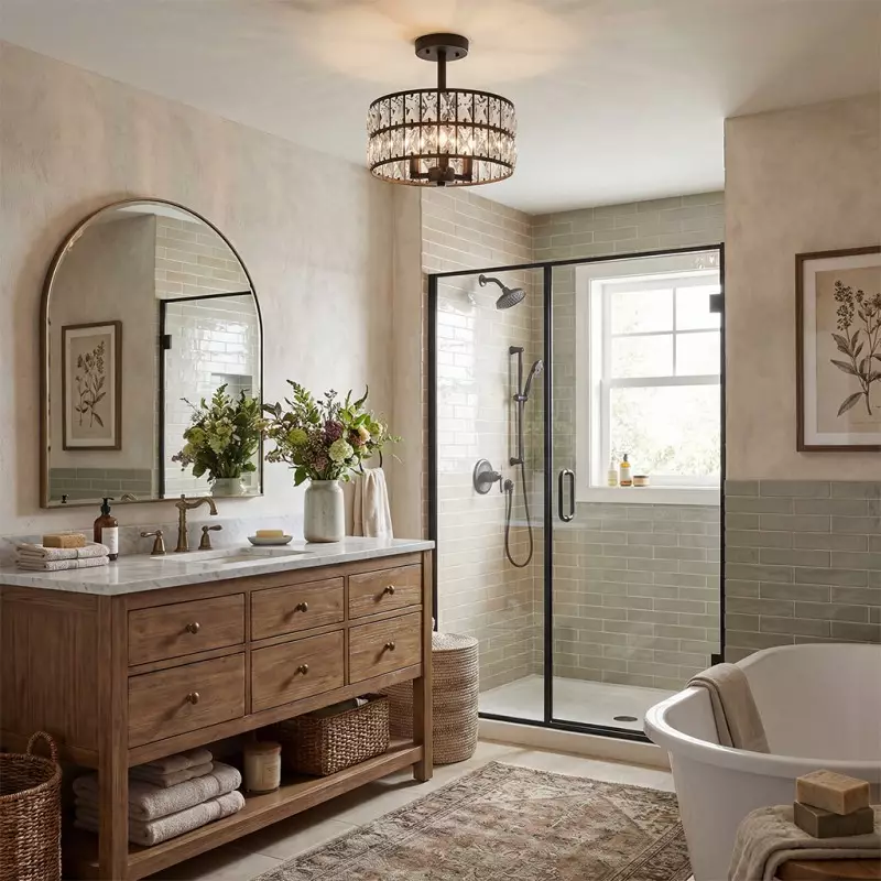 Parnika Luxury Carved Crystal Drum Semi Flush Chandelier