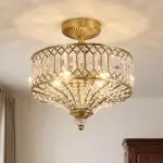 Parnika Luxury Carved Crystal Drum Semi Flush Chandelier
