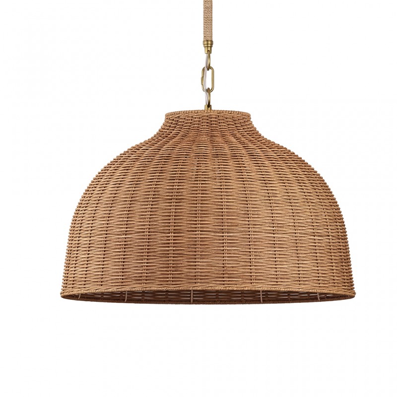 Jirax Farmhouse Rattan Dome Pendant Light