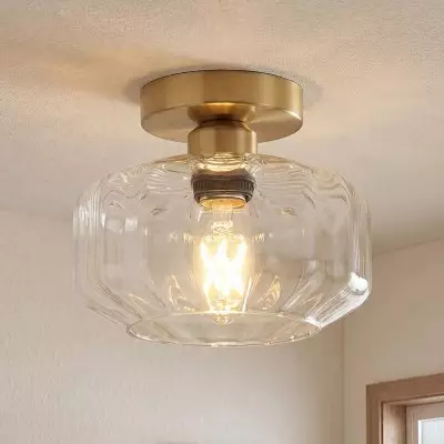 Ozma Stylish Wavy Glass Lantern Flush Mount Ceiling Light
