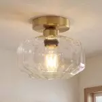 Ixionis Vintage Engraved Pattern Globe Glass Flush Mount Ceiling Light