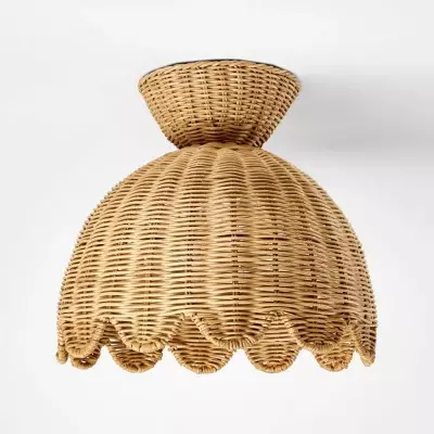 Robin Boho Style Woven Rattan Flower Ceiling Light