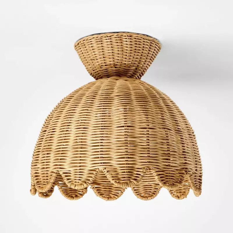 Robin Boho Style Woven Rattan Flower Ceiling Light