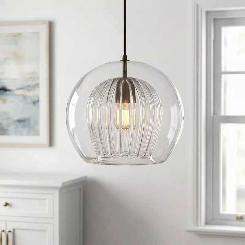 Nyxio Pleated Globe Glass Pendant Light