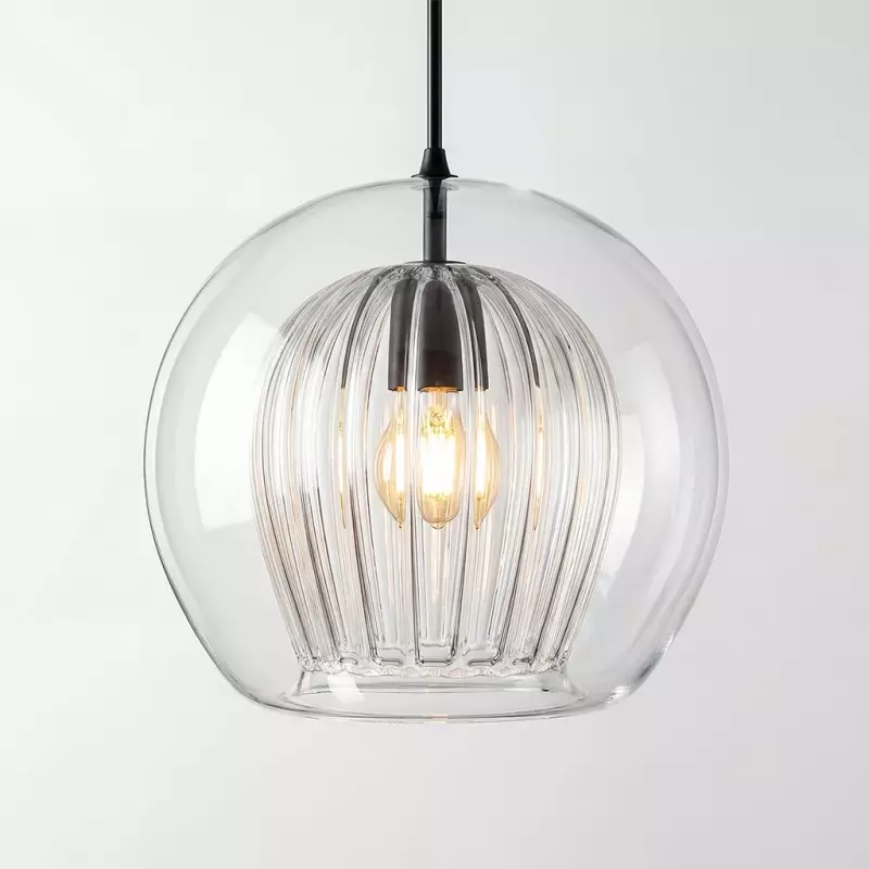 Nyxio Pleated Globe Glass Pendant Light