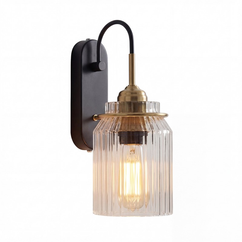 Hale Retro Cylinder Ribbed Glass Wall Sconce