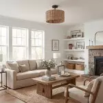 Lannister Coastal 2-Light Semi-Flush Mount Ceiling Light with Hand Woven Drum Shade for Bedroom