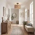 Lannister Coastal 2-Light Semi-Flush Mount Ceiling Light with Hand Woven Drum Shade for Bedroom