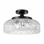 Santos Vintage Hand Carved Floral Clear Glass Semi Flush Mount Ceiling Light