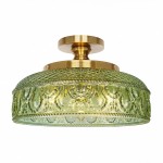 Santos Vintage Hand Carved Floral Clear Glass Semi Flush Mount Ceiling Light