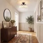 Santos Vintage Hand Carved Floral Clear Glass Semi Flush Mount Ceiling Light