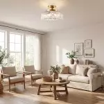 Santos Vintage Hand Carved Floral Clear Glass Semi Flush Mount Ceiling Light