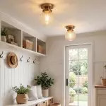 Ixionis Vintage Engraved Pattern Globe Glass Flush Mount Ceiling Light