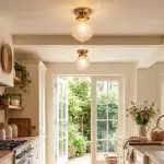 Ixionis Vintage Engraved Pattern Globe Glass Flush Mount Ceiling Light