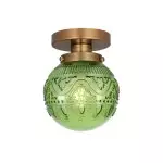 Ixionis Vintage Engraved Pattern Globe Glass Flush Mount Ceiling Light