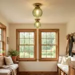 Ixionis Vintage Engraved Pattern Globe Glass Flush Mount Ceiling Light