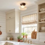 Caspian Retro Led Walnut Base Amber Fluted Glass Ceiling Light