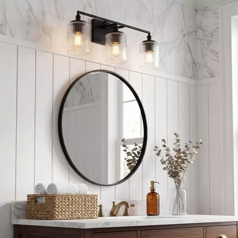 Cerys Modern 3-Light Ribbed Glass Cylinder Sconce