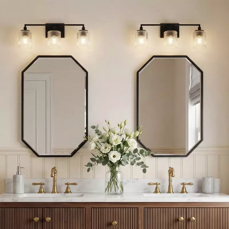 Cerys Modern 3-Light Ribbed Glass Cylinder Sconce