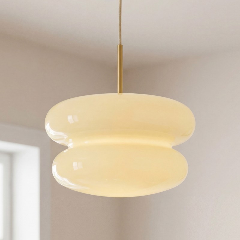Josie Cream Bauhaus Opal Glass Pendant Light