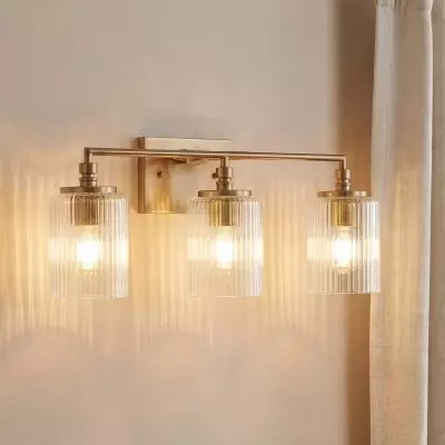 Cerys Modern 3-Light Ribbed Glass Cylinder Sconce