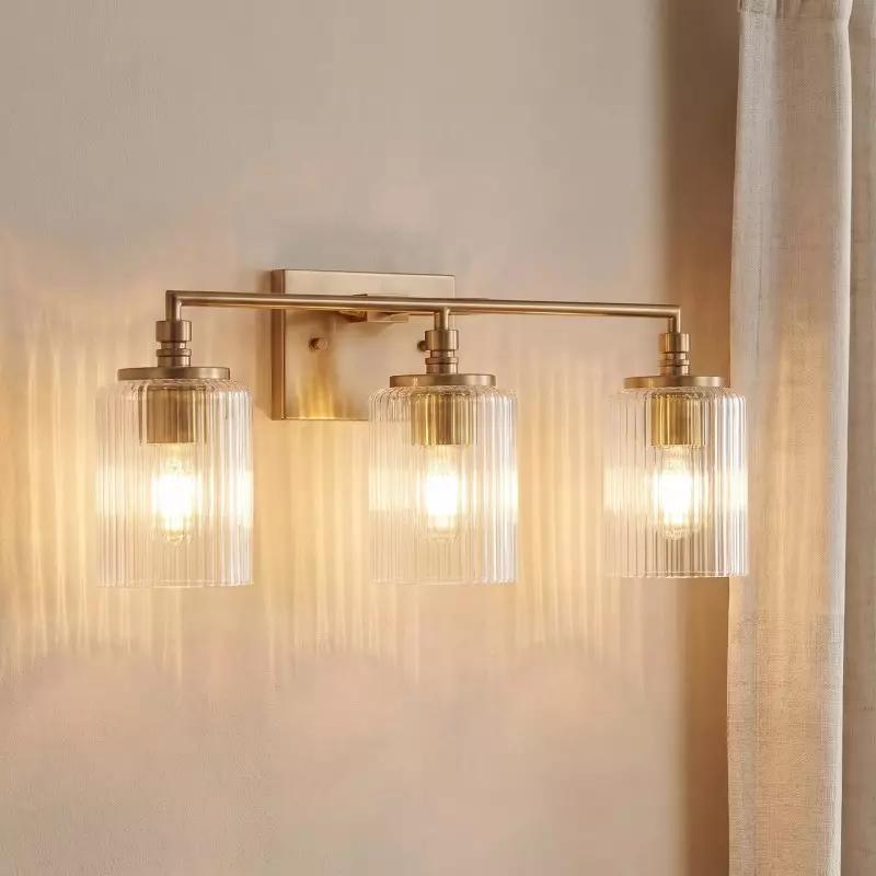 Cerys Modern 3-Light Ribbed Glass Cylinder Sconce