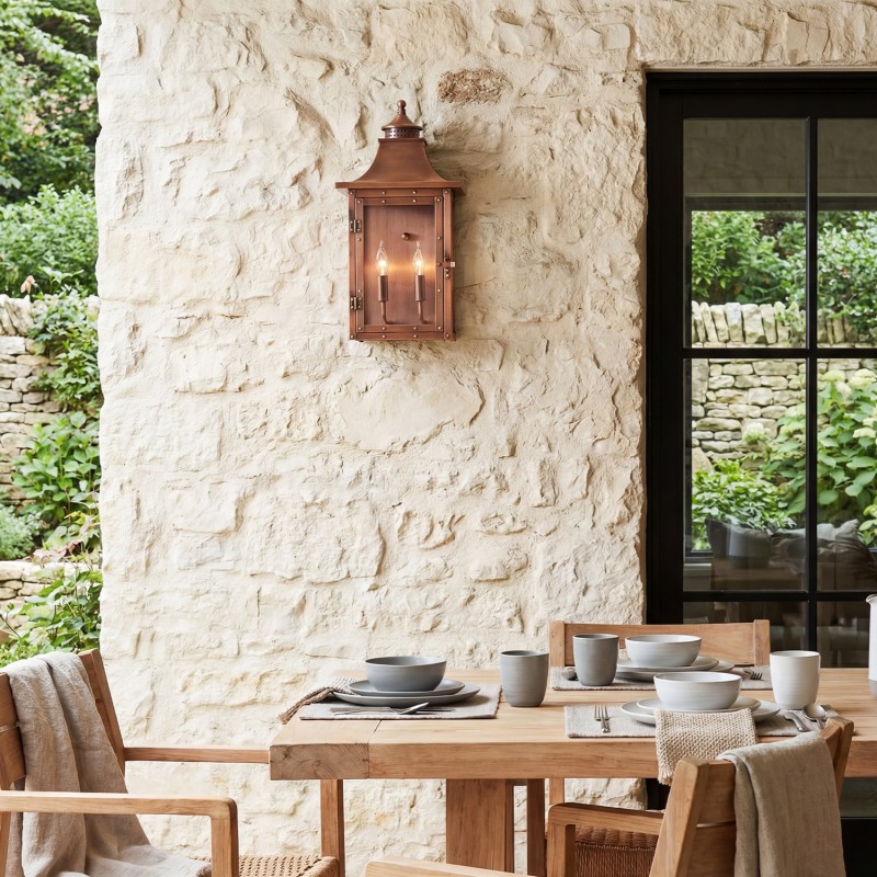 Orynth Vintage Solid Brass Wet Rated Lantern Sconce