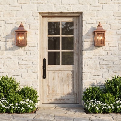 Orynth Vintage Solid Brass Wet Rated Lantern Sconce