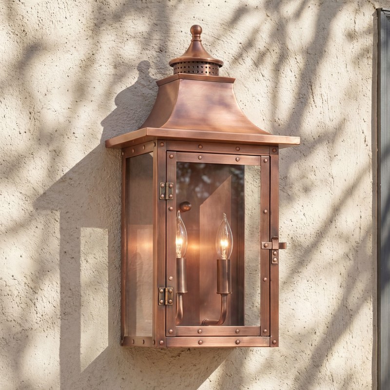 Orynth Vintage Solid Brass Wet Rated Lantern Sconce