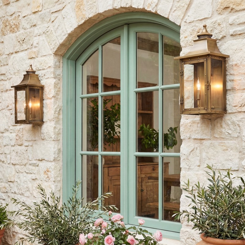 Orynth Vintage Solid Brass Wet Rated Lantern Sconce