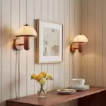 Zera Wood Mushroom White Milk Shade Plug In Sconce