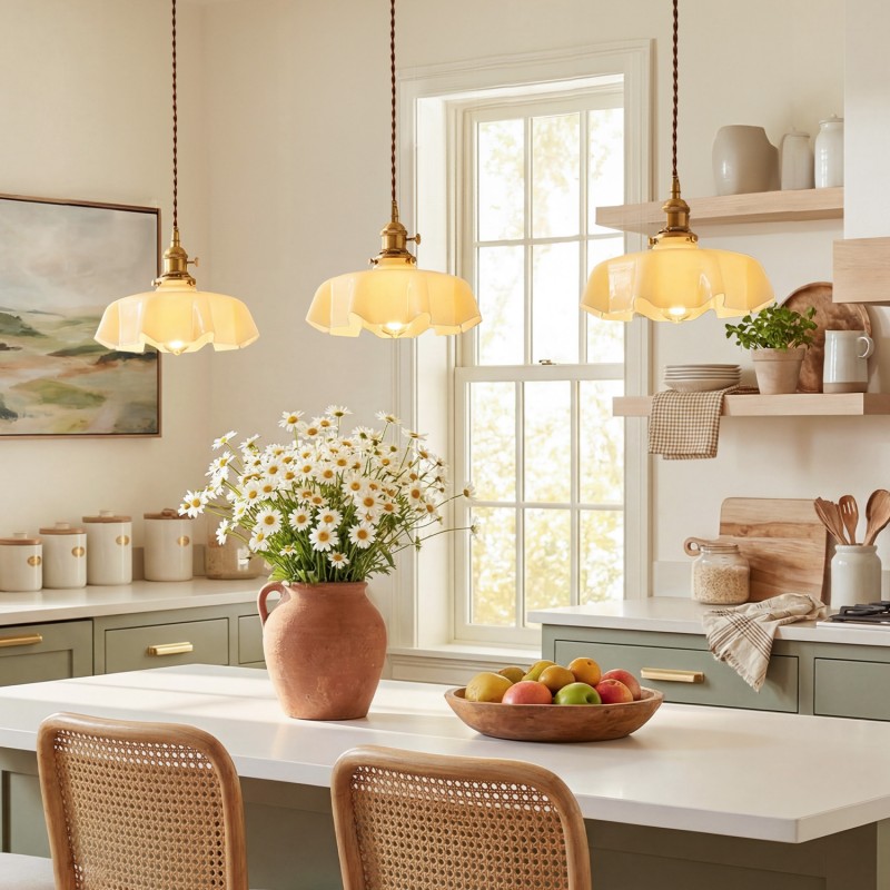 Jovianth French Cream Flower Single Pendant Light