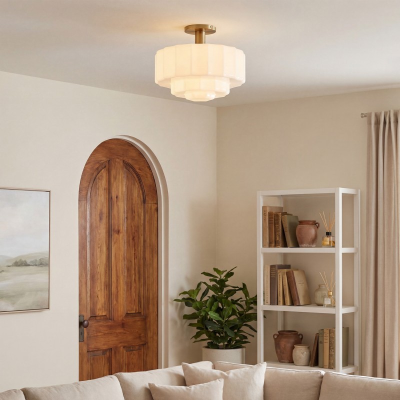Ellis Retro Milk White Glass Ceiling Light