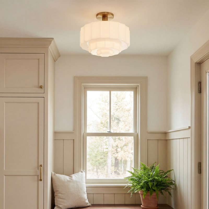 Ellis Retro Milk White Glass Ceiling Light