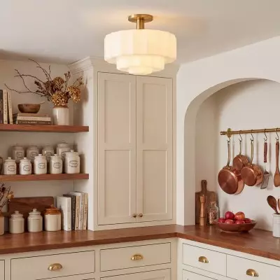 Ellis Retro Milk White Glass Ceiling Light