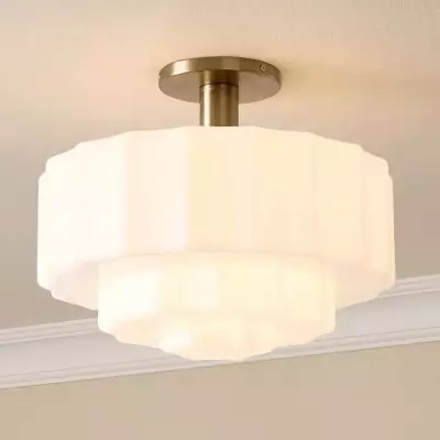 Ellis Retro Milk White Glass Ceiling Light