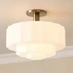 Hanahs Farmhouse Milk Glass Scalloped Shade Ceiling Light