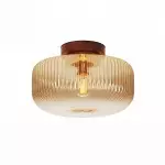 Octavius Farmhouse Retro Amber Fluted Glass Ceiling Light