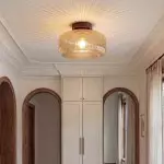 Octavius Farmhouse Retro Amber Fluted Glass Ceiling Light