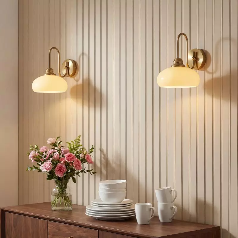 Ylvaen Bauhaus 1 Light Milk Glass Sconce