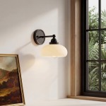 Alberta Bauhaus Milk White Glass Wall Sconce