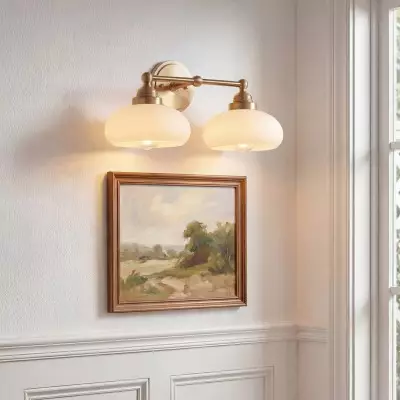Alberta Bauhaus Milk White Glass Wall Sconce