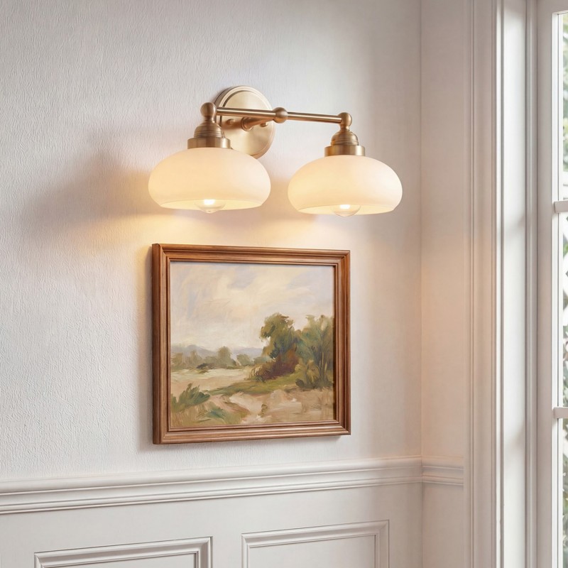 Alberta Bauhaus Milk White Glass Wall Sconce