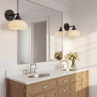 Alberta Bauhaus Milk White Glass Wall Sconce