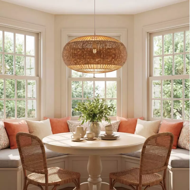 Barbara Coastal Rattan Pendant Light Kitchen Island