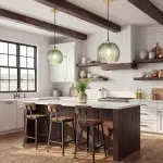 Yasmine Vintage Green Ribbed Glass Hanging Lamp