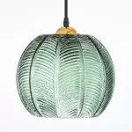 Yasmine Vintage Green Ribbed Glass Hanging Lamp