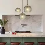 Yasmine Vintage Green Ribbed Glass Hanging Lamp